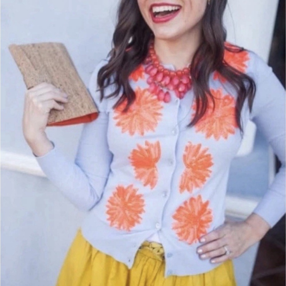 J.Crew Size M Jackie Embellished Blue Cardigan VHTF